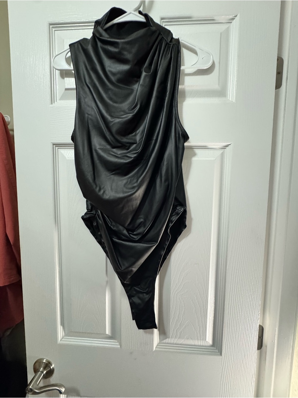 Sleek Black Draped Satin Bodysuit - Women Intimates & Sleepwear